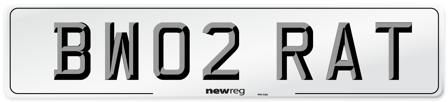 BW02 RAT Number Plate from New Reg